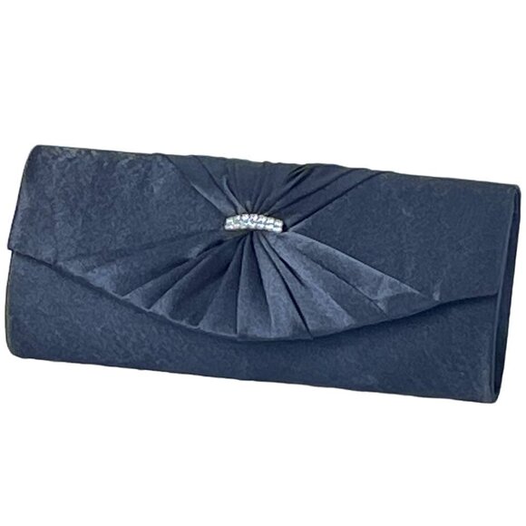 Bijoux Terner Black Evening Bag NEW WITH TAGS Satin with Rhinestone Detail - Picture 1 of 11